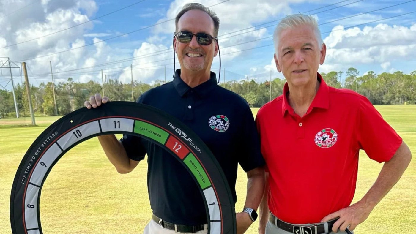 Robert Propper and Stacy Keisler with The Golf Clock